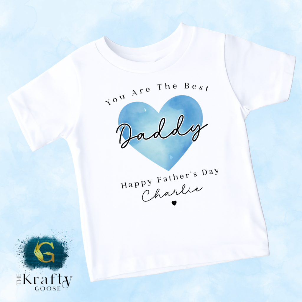 Fathers Day - Best Daddy Ever Blue Heart - T-Shirt - Vest - Sleepsuit Romper - Sweater