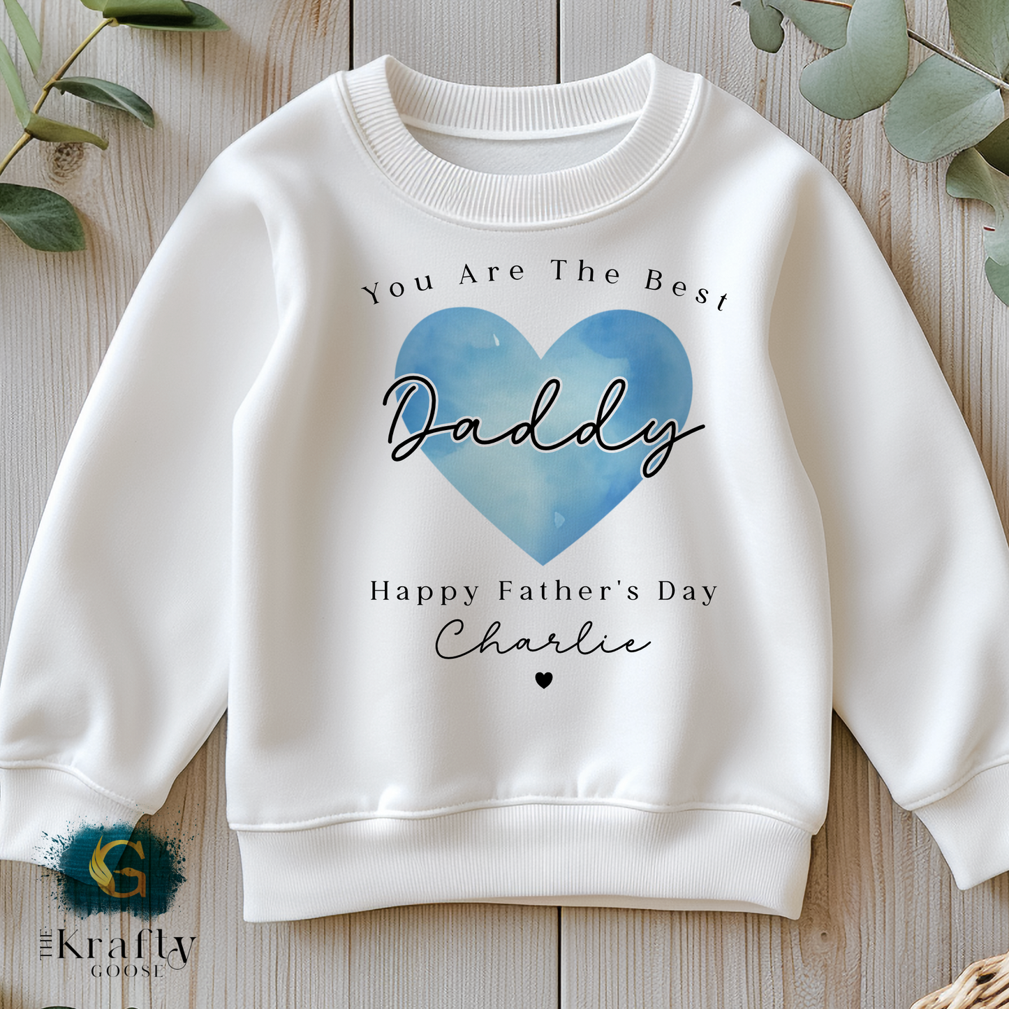 Fathers Day - Best Daddy Ever Blue Heart - T-Shirt - Vest - Sleepsuit Romper - Sweater