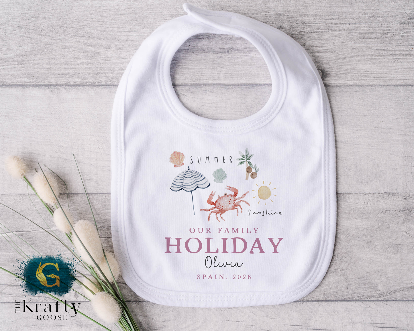 Our Family Holiday - Pink Design - T-Shirt - Vest - Sleepsuit Romper - Bib