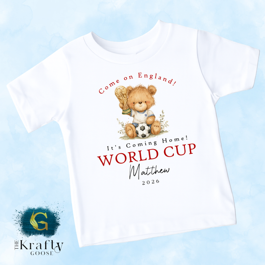 England World Cup Teddy Trophy T-Shirt - Football Sleepsuit Romper - Vest - Sweater