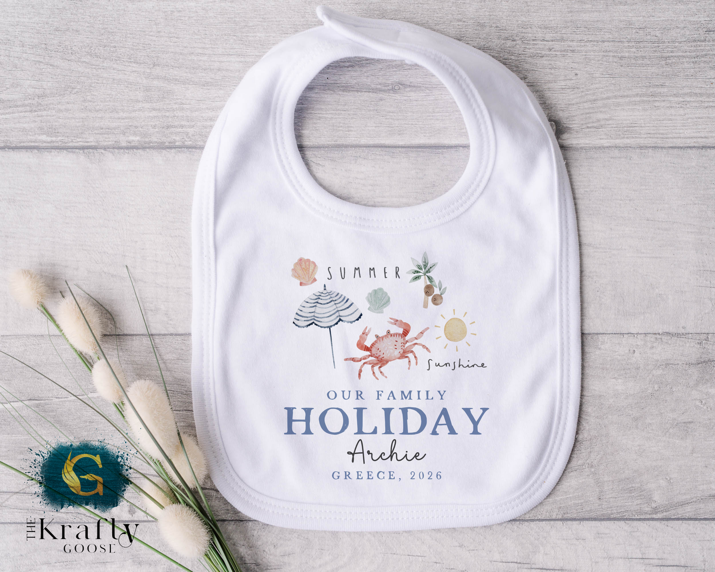 Our Family Holiday - Blue Design - T-Shirt - Vest - Sleepsuit Romper - Bib