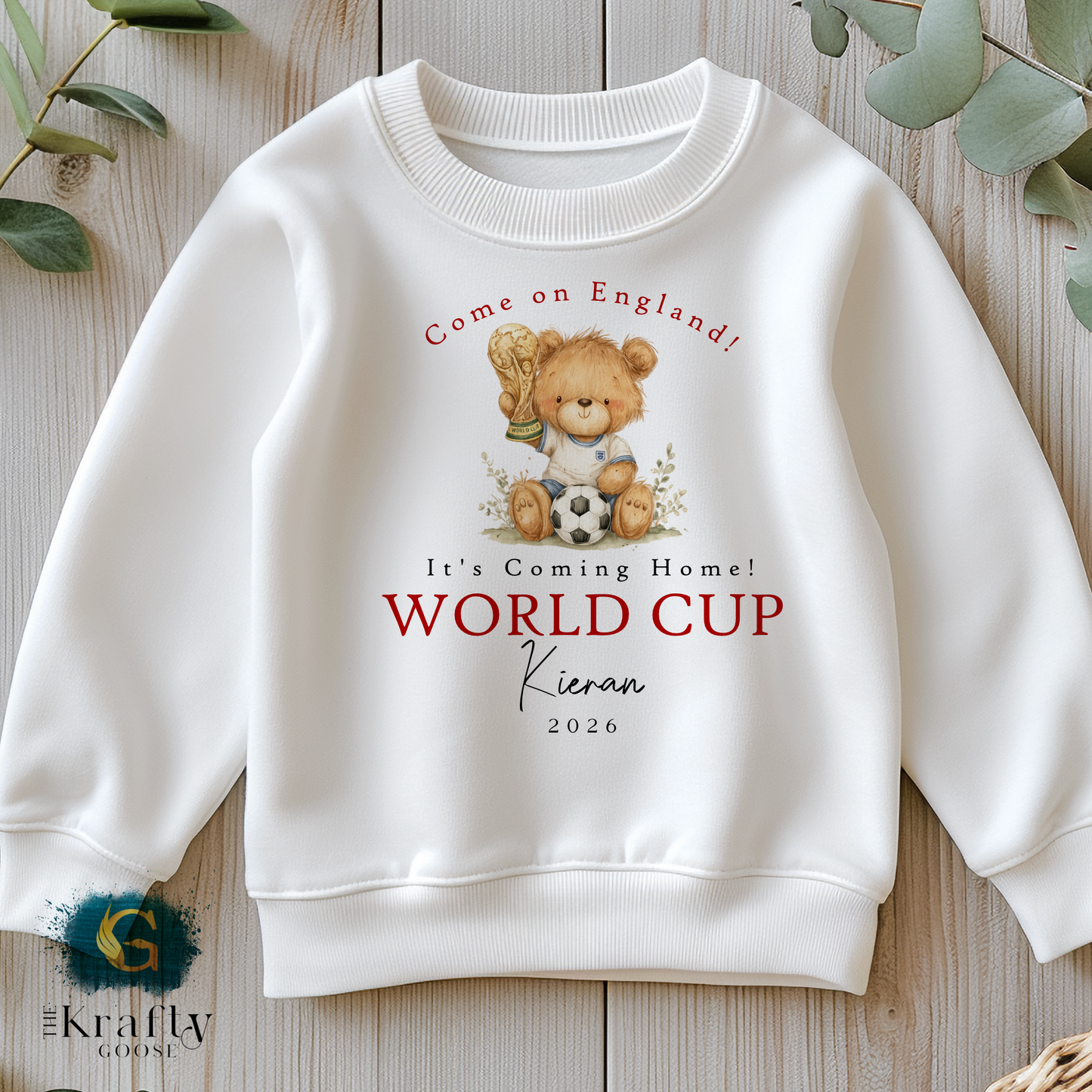 England World Cup Teddy Trophy T-Shirt - Football Sleepsuit Romper - Vest - Sweater