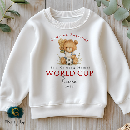 England World Cup Teddy Trophy T-Shirt - Football Sleepsuit Romper - Vest - Sweater