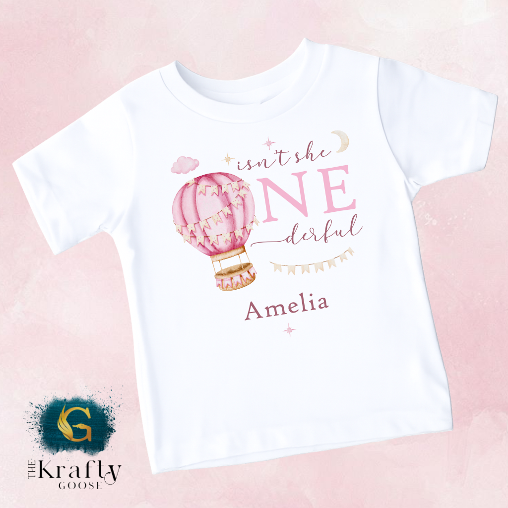 Isn't She ONE-derful Birthday Pink - T-Shirt, Baby Outfit or Sweatshirt