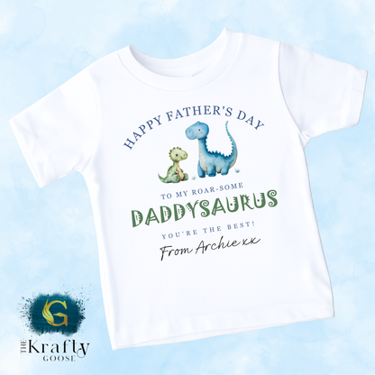 Happy Fathers Day Daddysaurus - T-Shirt - Vest - Sleepsuit Romper - Sweater