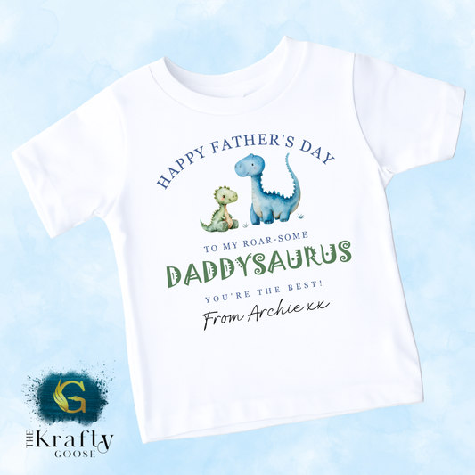 Happy Fathers Day Daddysaurus - T-Shirt - Vest - Sleepsuit Romper - Sweater