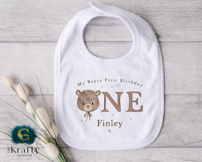 My Beary First Birthday - Neutral Colour - Vest, Romper, Bib, T-Shirt or Sweatshirt