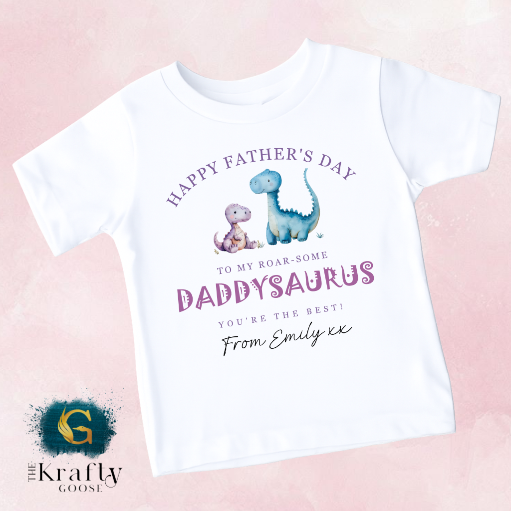 Happy Fathers Day Daddysaurus - T-Shirt - Vest - Sleepsuit Romper - Sweater