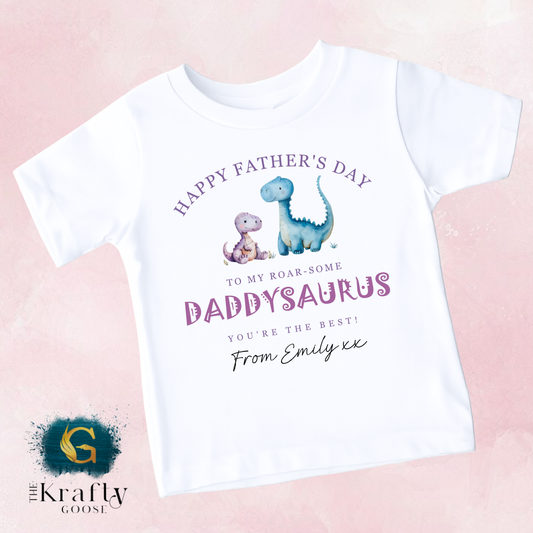 Happy Fathers Day Daddysaurus - T-Shirt - Vest - Sleepsuit Romper - Sweater