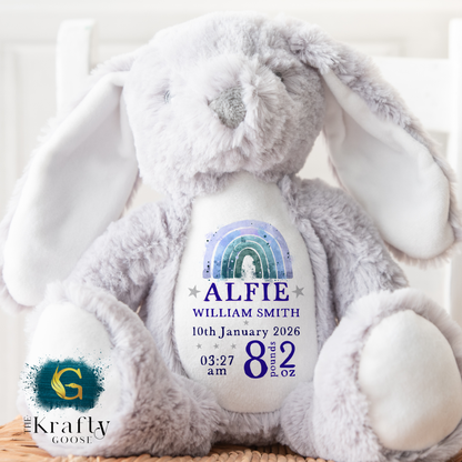 New Baby Birth Stats Bunny - Pink or Blue Design