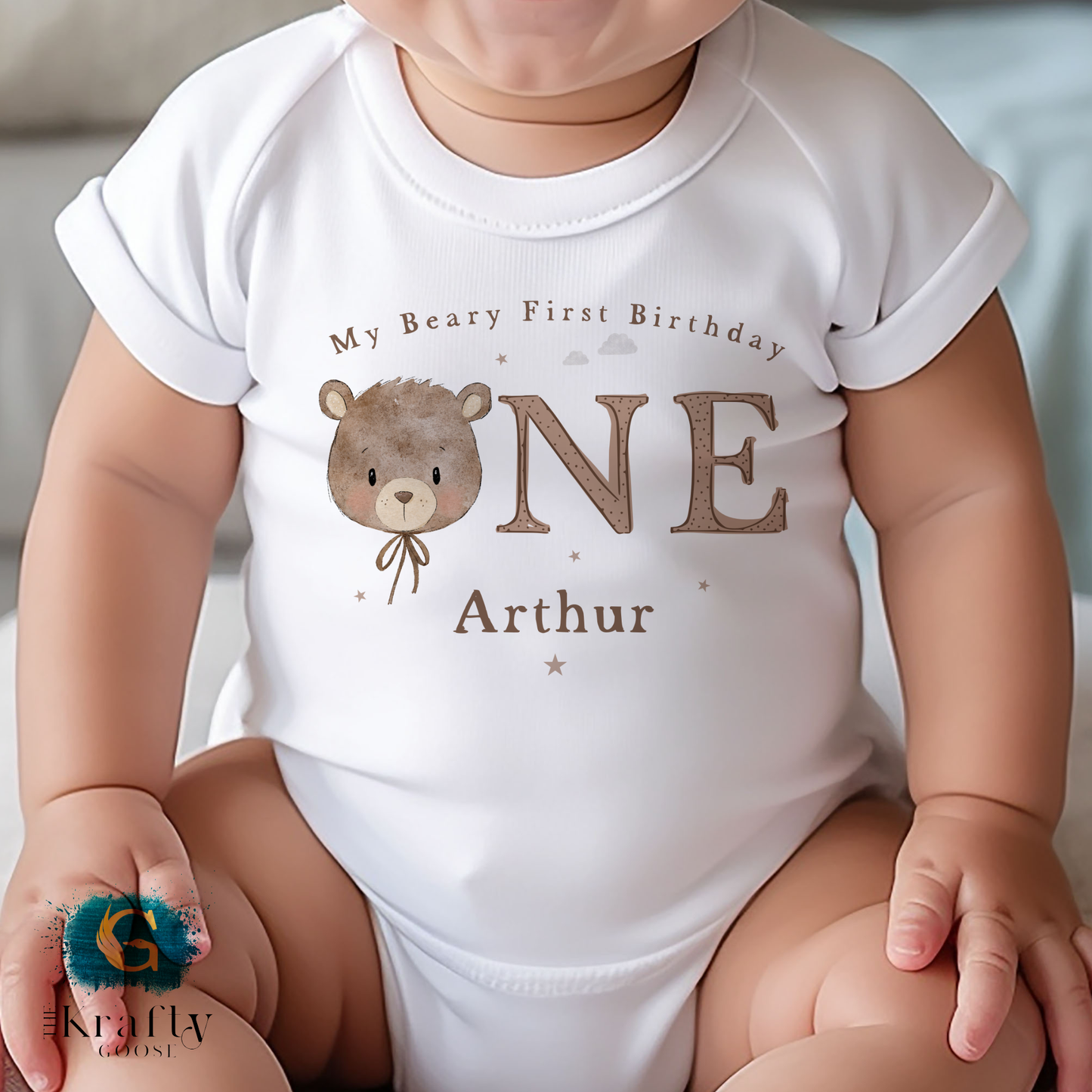 My Beary First Birthday - Neutral Colour - Vest, Romper, Bib, T-Shirt or Sweatshirt