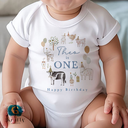 Farm Animals Birthday Outfit - T-Shirt, Sweatshirt, Baby Romper Vest Bib