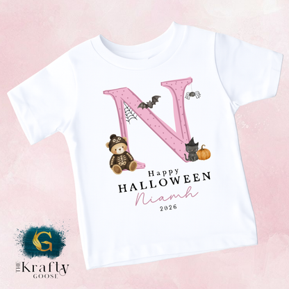 My First Halloween  - Cute Letter Design - Blue Pink or Orange