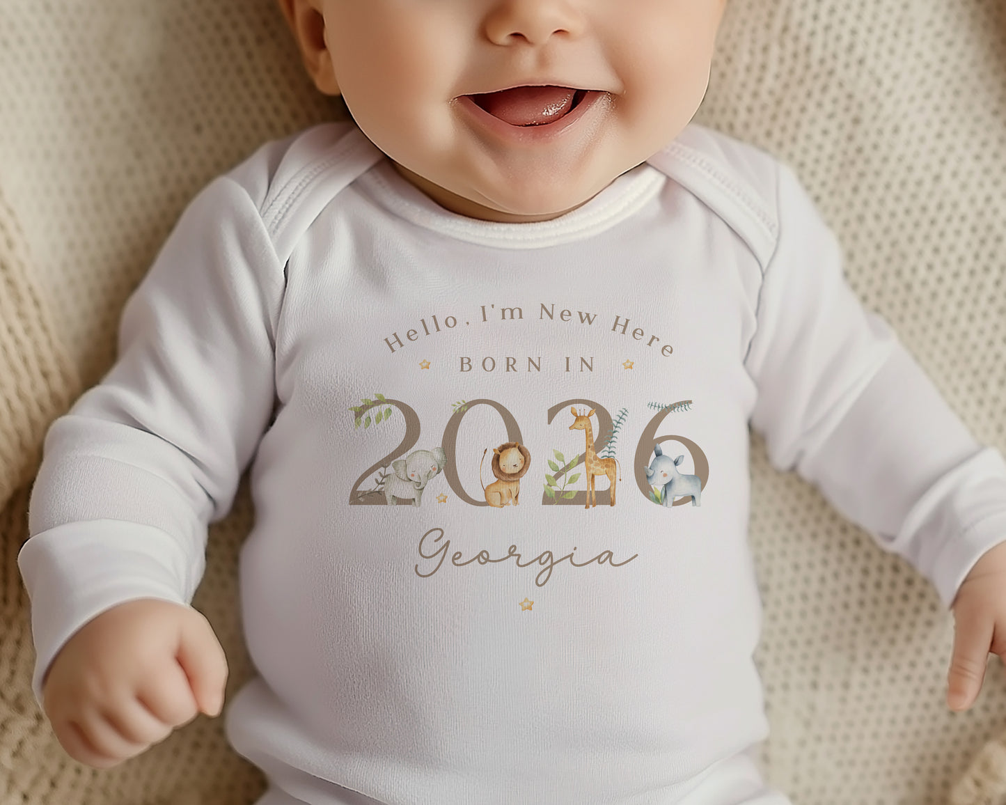 Born in 2026 - Safari Design - Four Colours to Choose