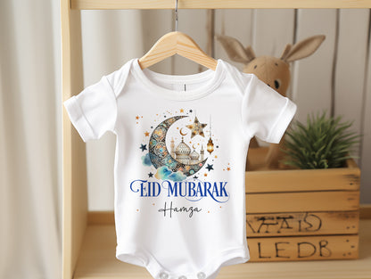 Personalised Eid Mubarak Ramadan Crescent Baby Outfit