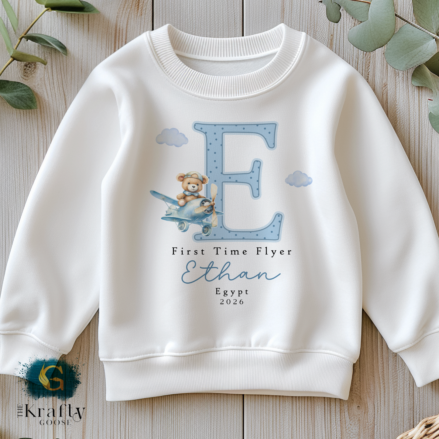 First Time Flyer - Blue Design - T-Shirt - Vest - Sleepsuit Romper - Sweater