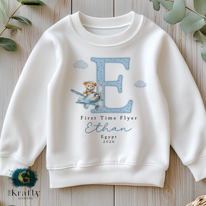 First Time Flyer - Blue Design - T-Shirt - Vest - Sleepsuit Romper - Sweater