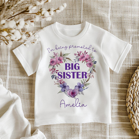 Promoted to Big Sister - Flower Heart Design