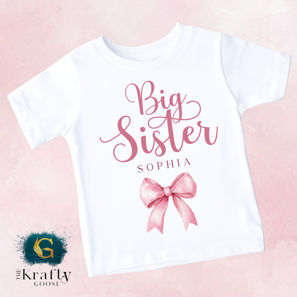 Big Sister Pink Bow - T-Shirt or Sweater