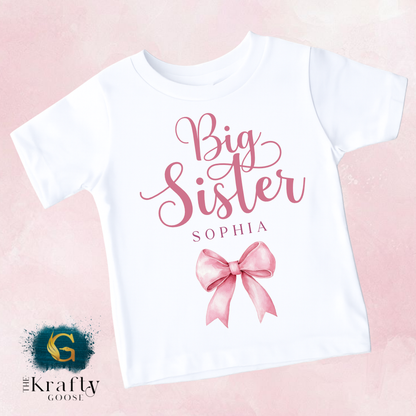 Big Sister Pink Bow - T-Shirt or Sweater