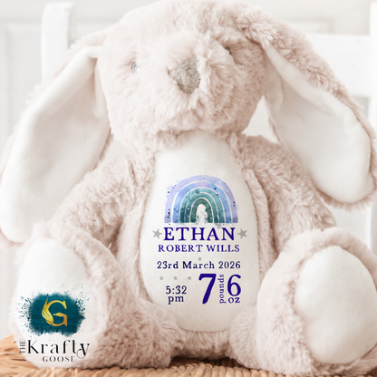New Baby Birth Stats Bunny - Pink or Blue Design