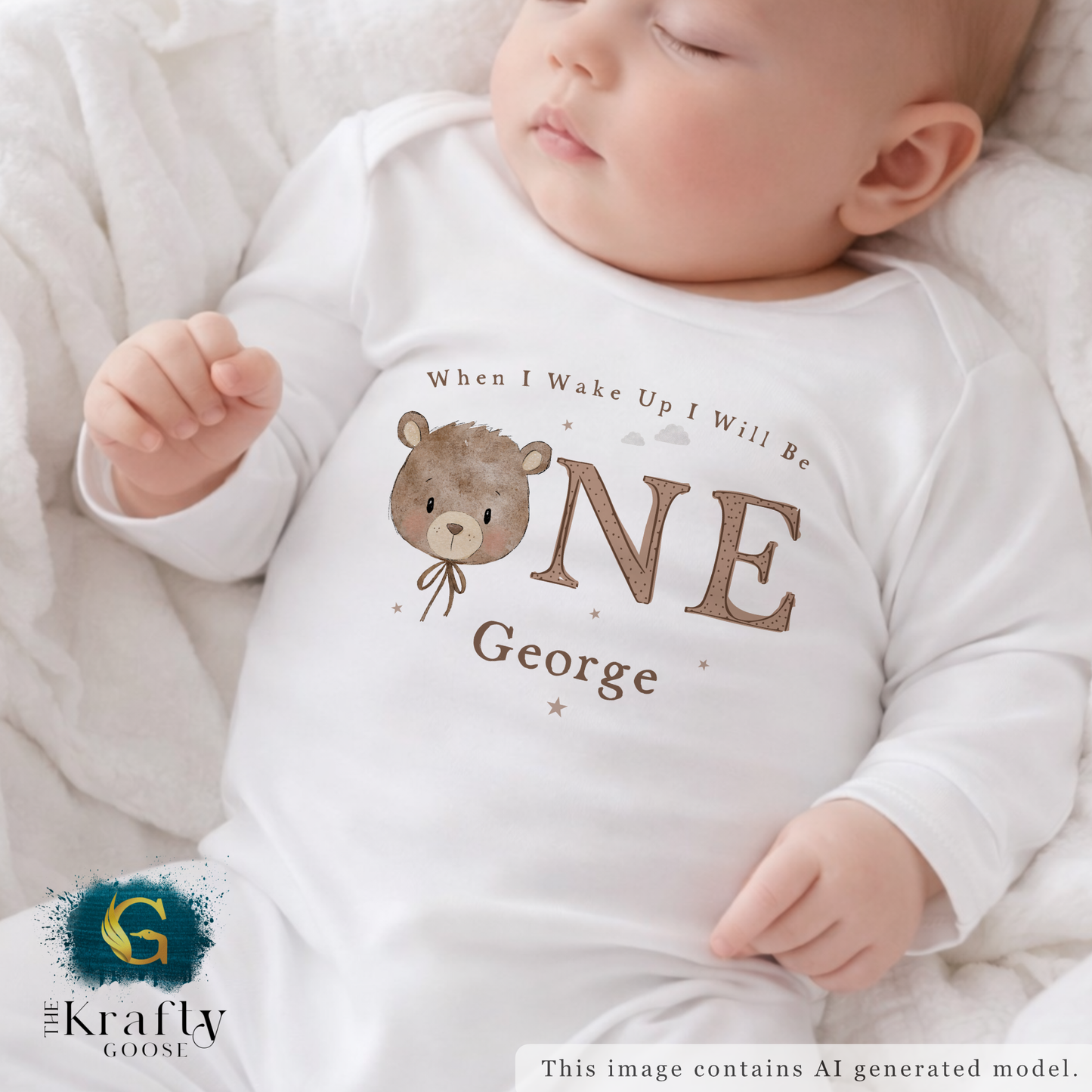 My Beary First Birthday - Neutral Colour - Vest, Romper, Bib, T-Shirt or Sweatshirt