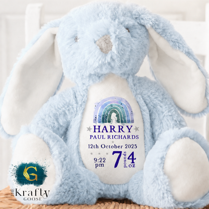 New Baby Birth Stats Bunny - Pink or Blue Design