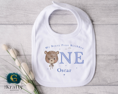My Beary First Birthday - Blue Colour - Vest, Romper, Bib, T-Shirt or Sweatshirt