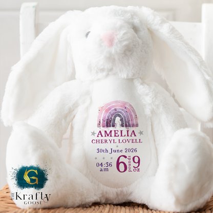 New Baby Birth Stats Bunny - Pink or Blue Design