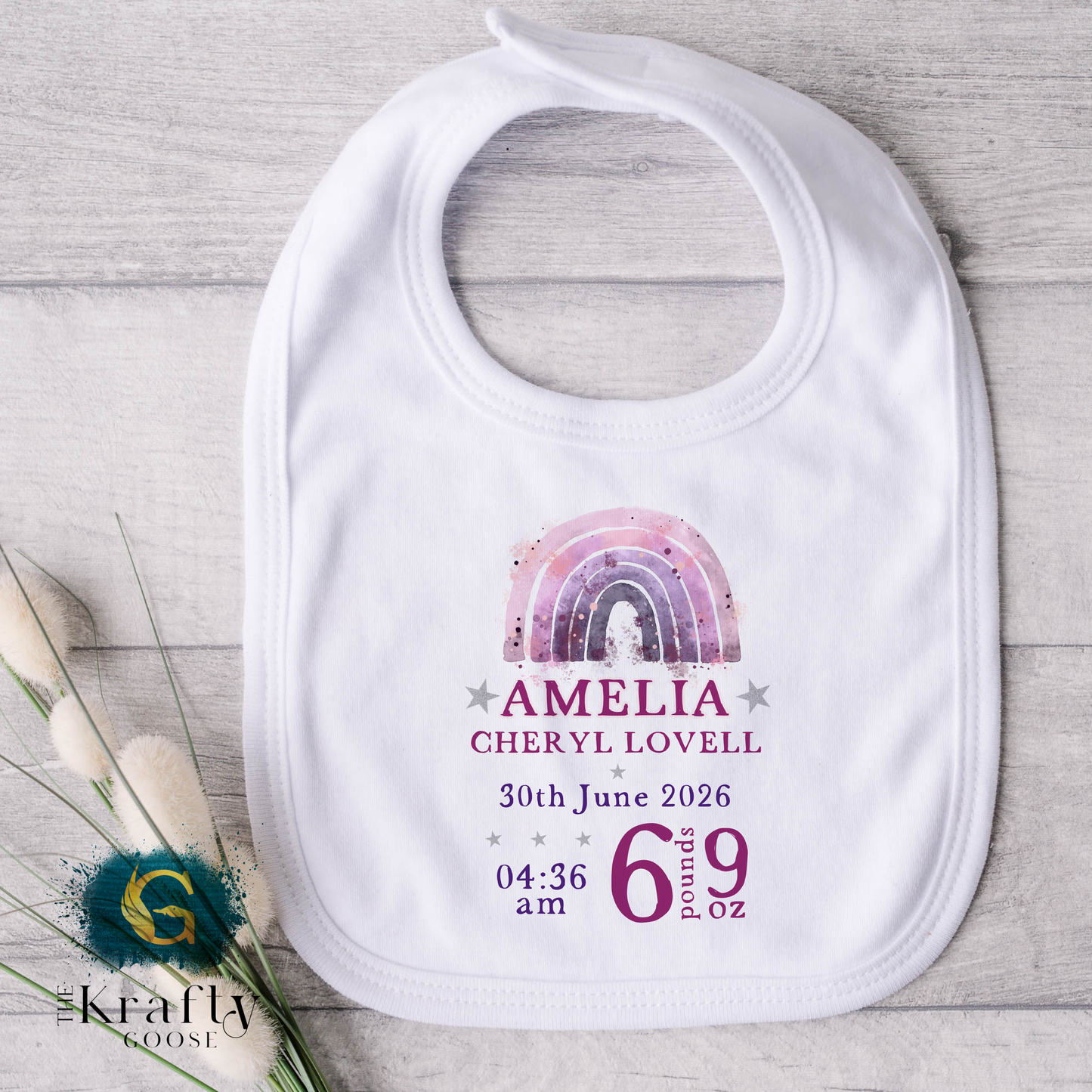 New Baby Birth Stats Bunny - Pink or Blue Design