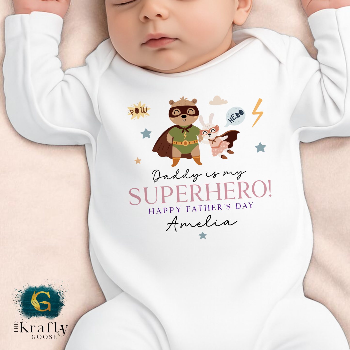 Daddy is my Superhero - T-Shirt - Vest - Sleepsuit Romper
