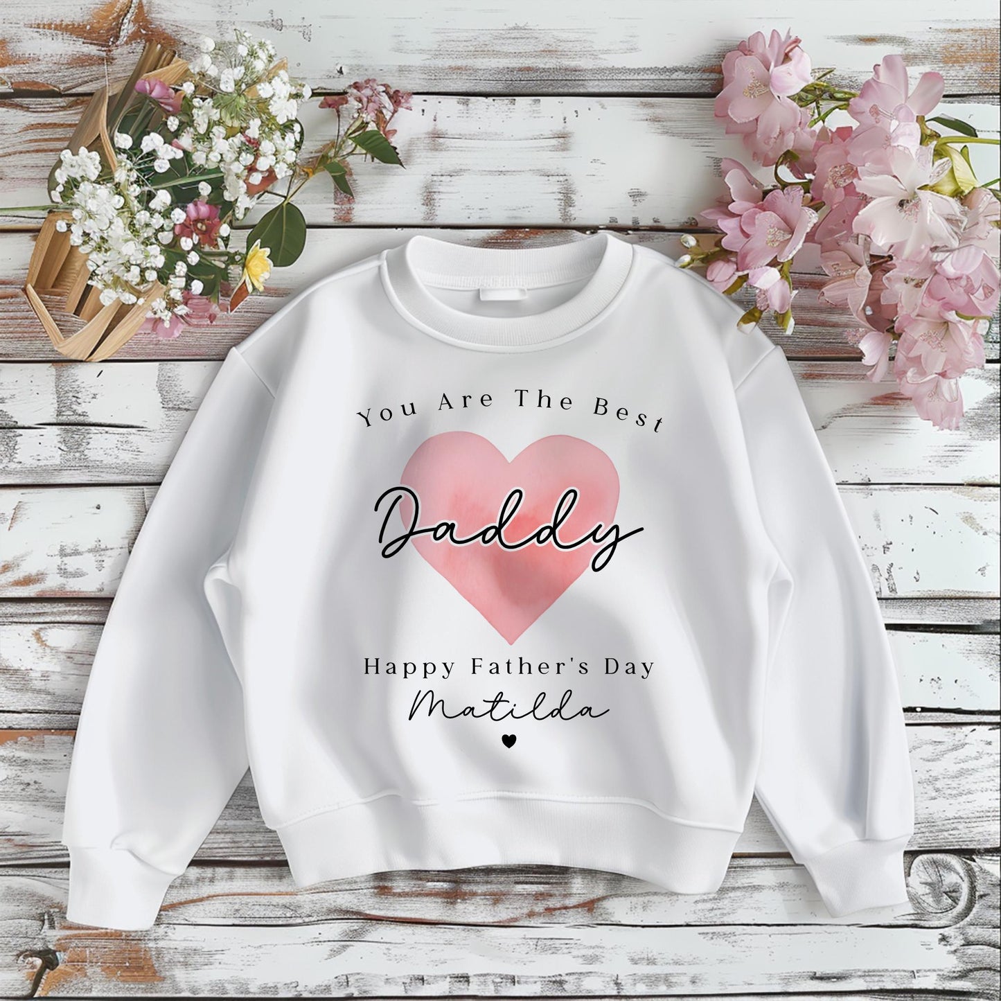 Father's Day T-Shirt or Sweatshirt - Pink Heart Design