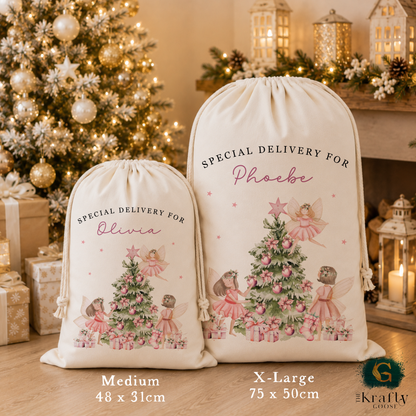 XL Luxury Santa Sack - Pink Fairy Tree