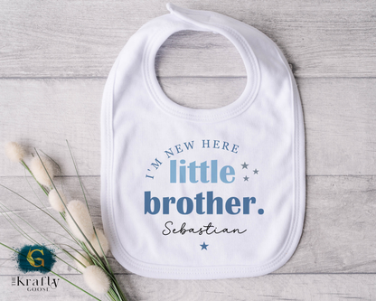 Little Brother - I'm New Here - Sleepsuit Romper - Vest - Bib