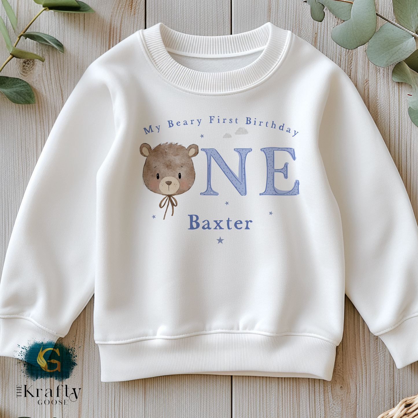 My Beary First Birthday - Blue Colour - Vest, Romper, Bib, T-Shirt or Sweatshirt