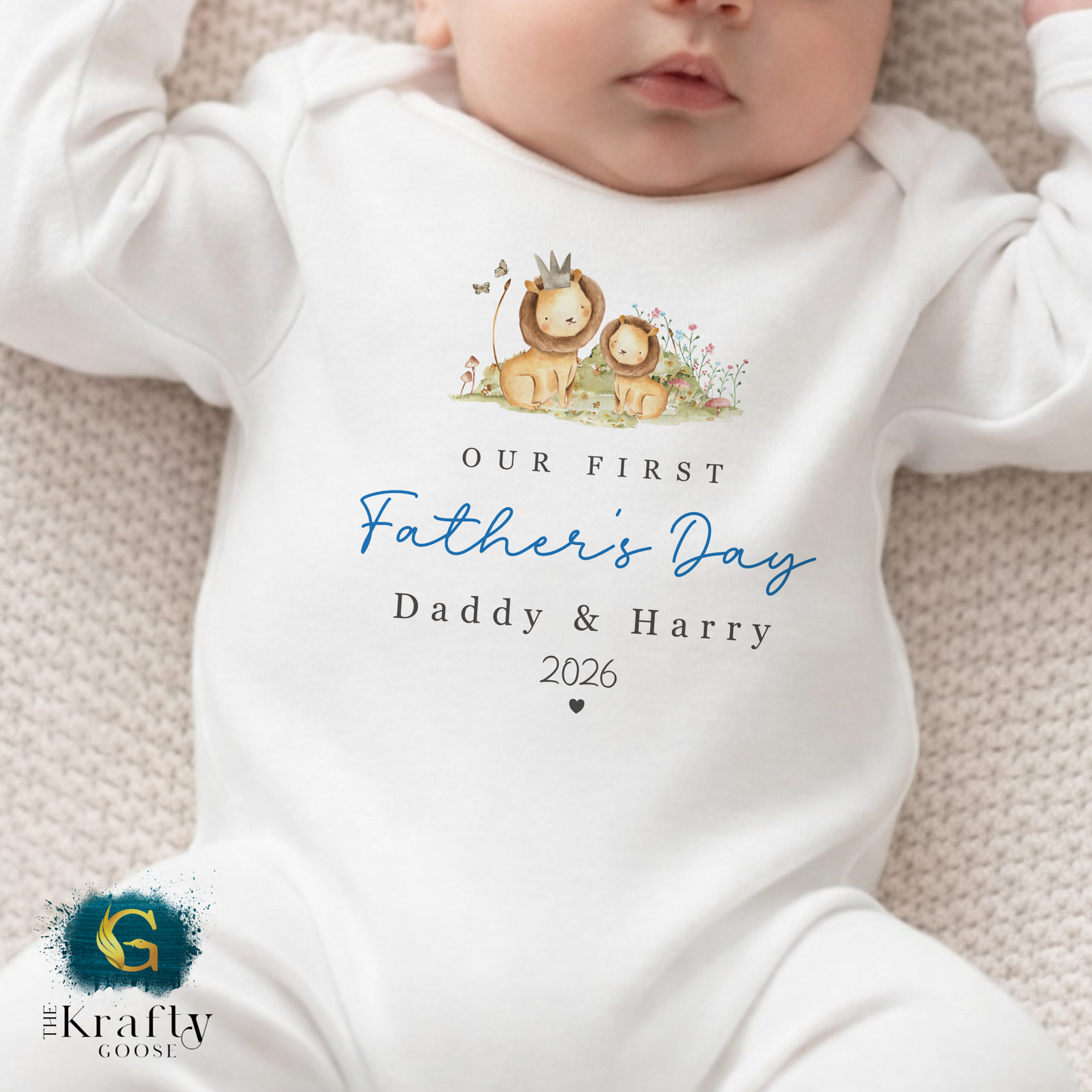 Our 1st Fathers Day Lion and Cub - T-Shirt - Vest - Sleepsuit Romper - Sweater