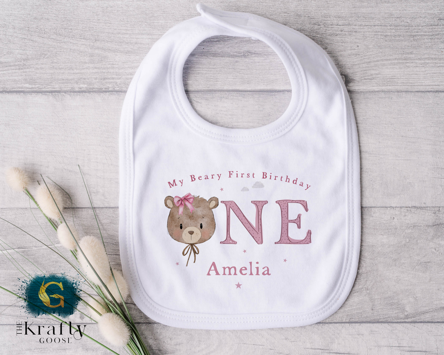 My Beary First Birthday - Pink Colour - Vest, Romper, Bib, T-Shirt or Sweatshirt