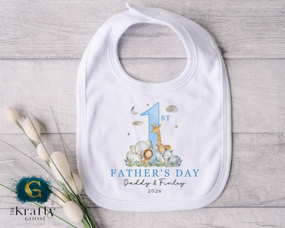 1st Fathers Day Safari Design - T-Shirt - Vest - Sleepsuit Romper - Sweater