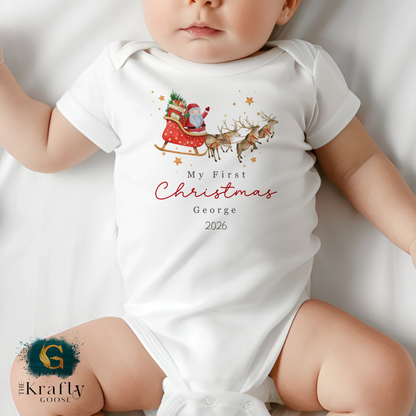 Santa Sleigh and Reindeer Design - My First Christmas
