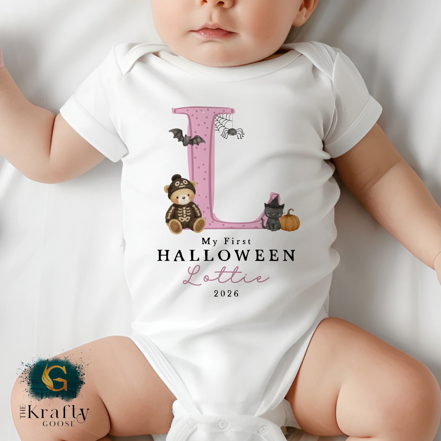 My First Halloween  - Cute Letter Design - Blue Pink or Orange