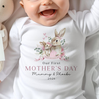 First Mother's Day Baby - Bunny Rabbit Banner Design