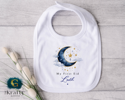 My First Eid - Eid Mubarak Ramadan - Blue Personalised T-Shirt or Baby Outfit