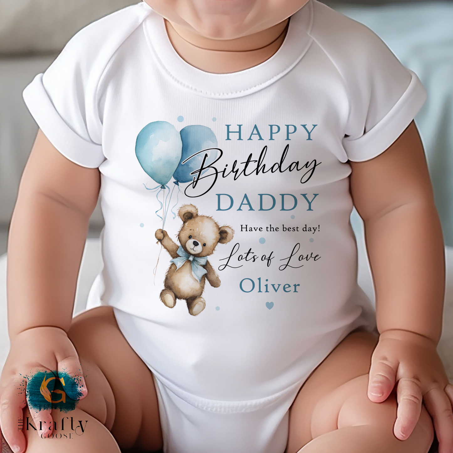 Happy Birthday Daddy - Teddy Bear - T-Shirt - Vest - Sleepsuit Romper