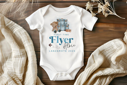 First Time Flyer Baby Vest - Bear Design - Blue