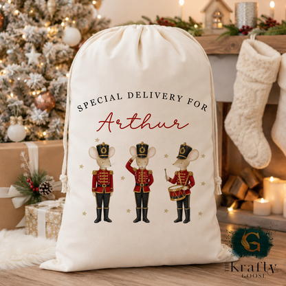 XL Luxury Santa Sack - Ballerina or Nutcracker Mouse Design