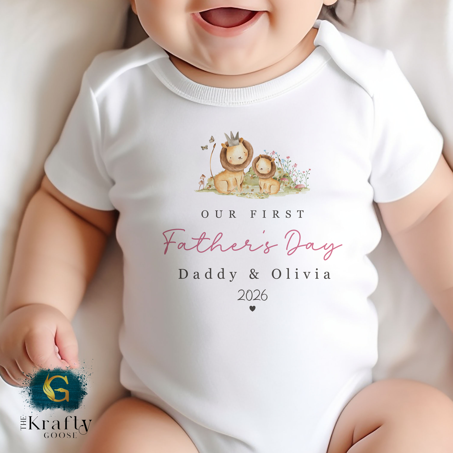 Our 1st Fathers Day Lion and Cub - T-Shirt - Vest - Sleepsuit Romper - Sweater