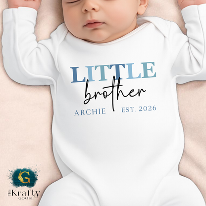 Little Brother Script Design - Sleepsuit Romper - Vest - Bib