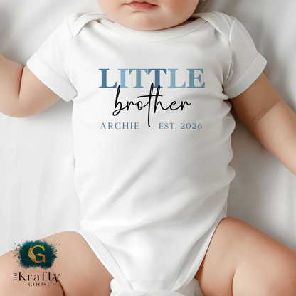 Little Brother Script Design - Sleepsuit Romper - Vest - Bib