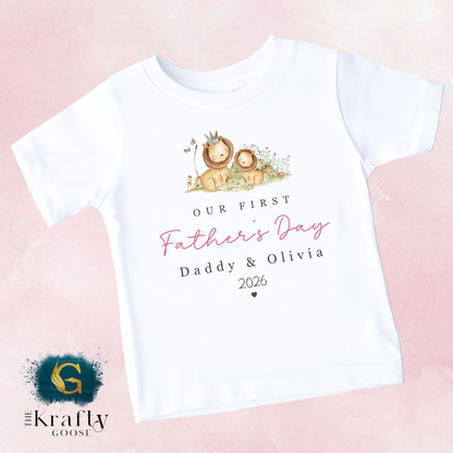 Our 1st Fathers Day Lion and Cub - T-Shirt - Vest - Sleepsuit Romper - Sweater
