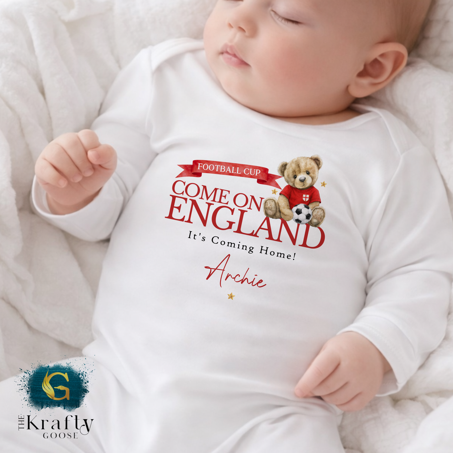 England Football Cup Bear T-Shirt - Football Sleepsuit Romper - Vest - Sweater
